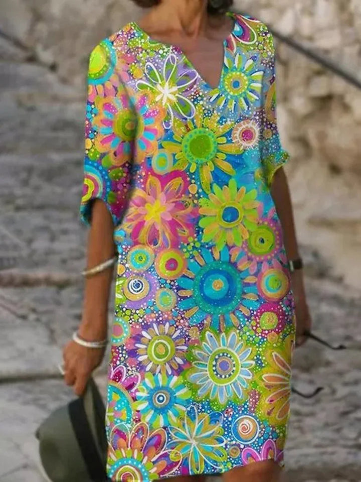 Robe florale à décolleté en V