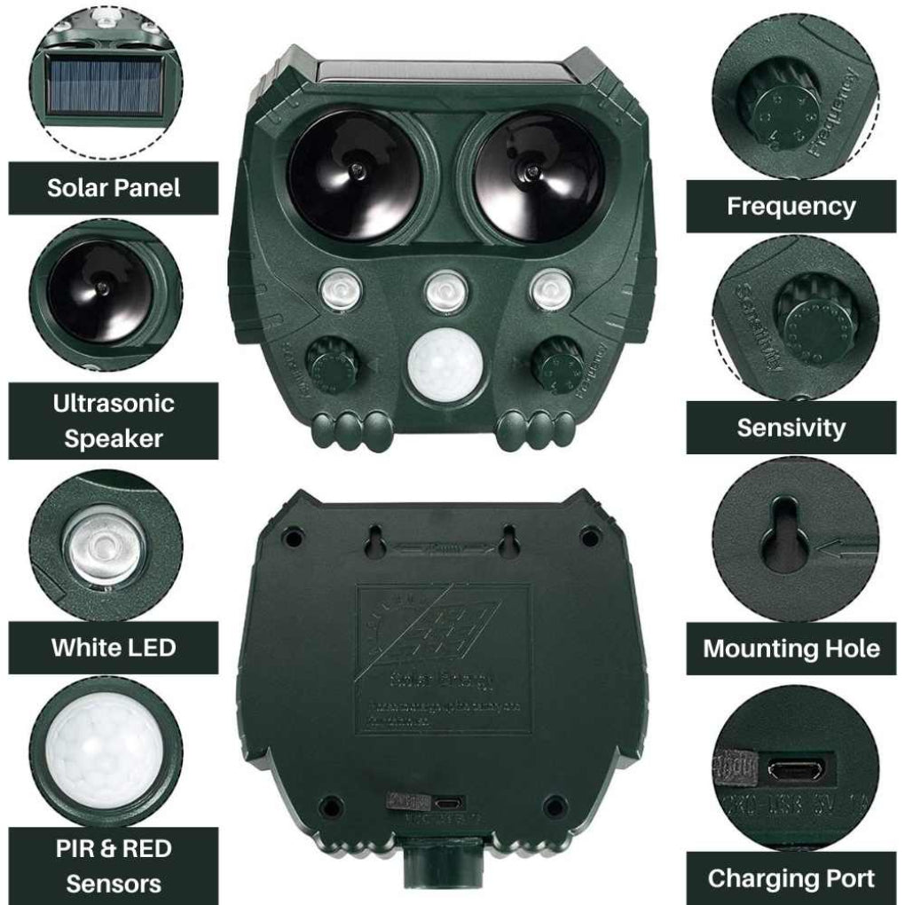 Repulsif Ultrasonique pour Chats, Chiens, Renards et Rats
