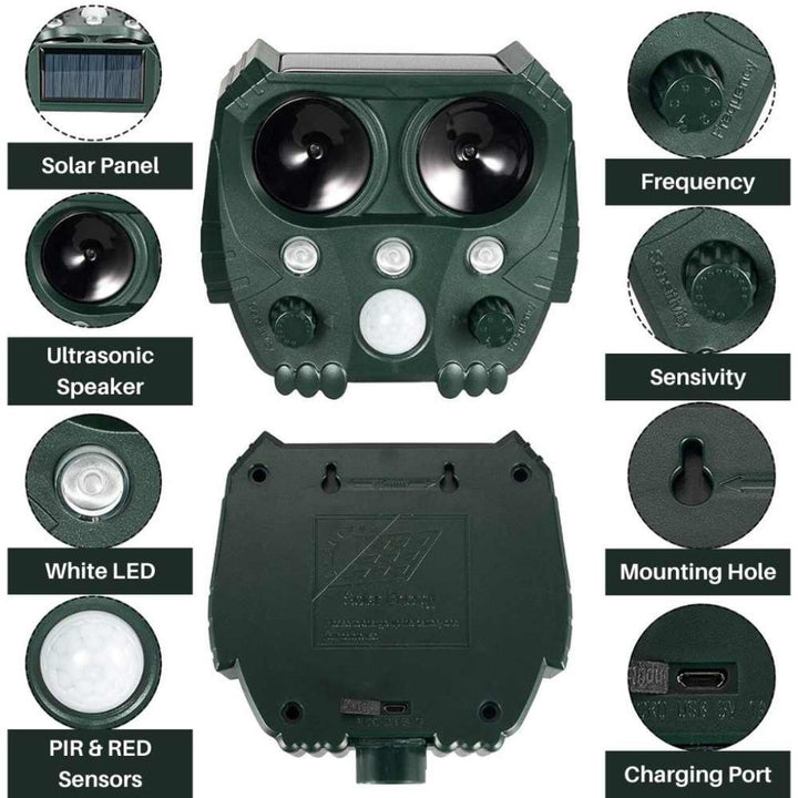 Repulsif Ultrasonique pour Chats, Chiens, Renards et Rats