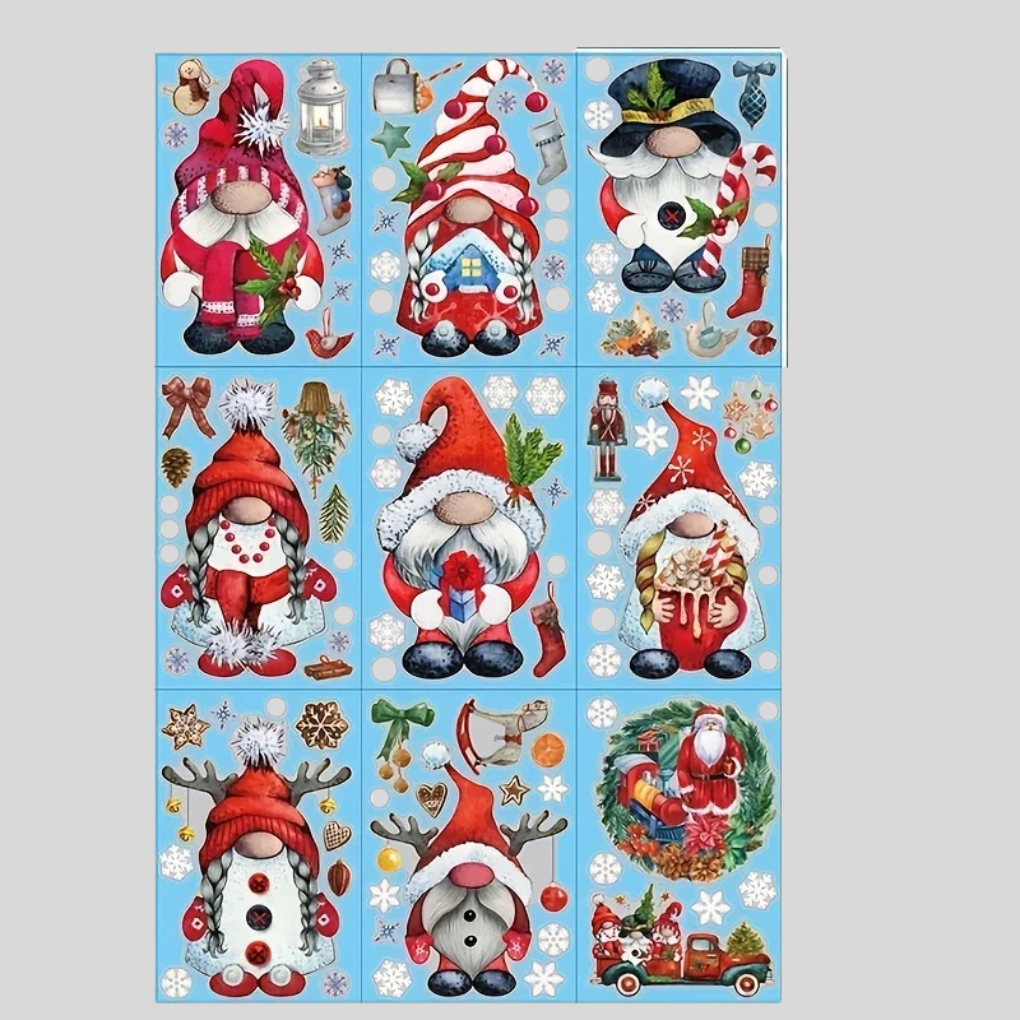 Ensemble d'autocollants pour fenêtre XL – Thème du Père Noël (9 feuilles)