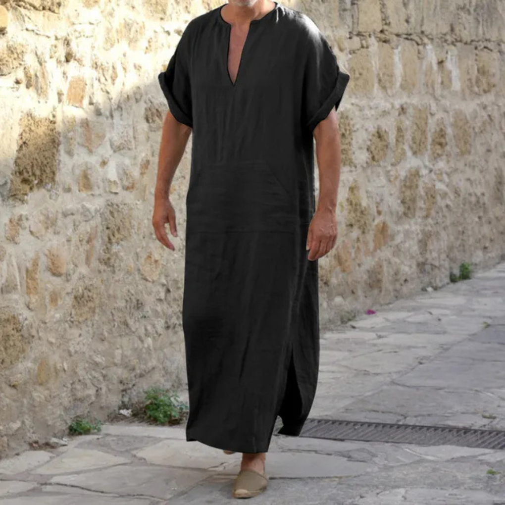 Djellaba blanche pour homme – Robe longue col V