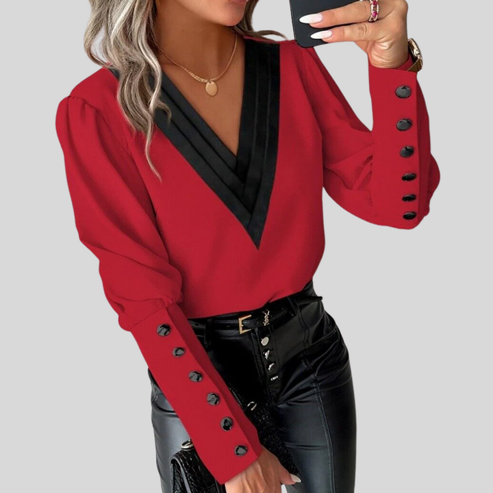 Blouse à Boutons pour Femmes avec Manches Gigot – Manche Déclaration avec Élégance Décontractée