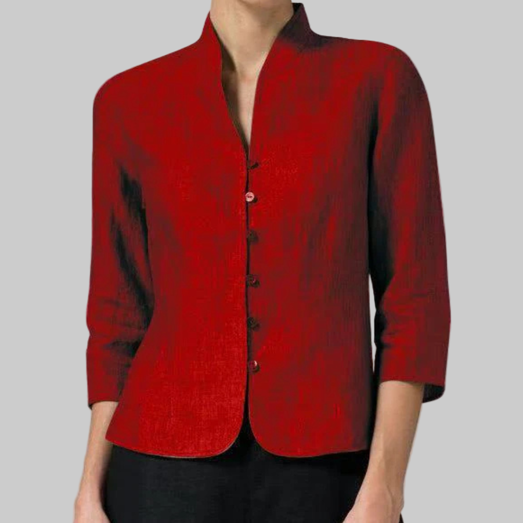 Blouse à col levant pour femmes – Détails chics avec flair polyvalent