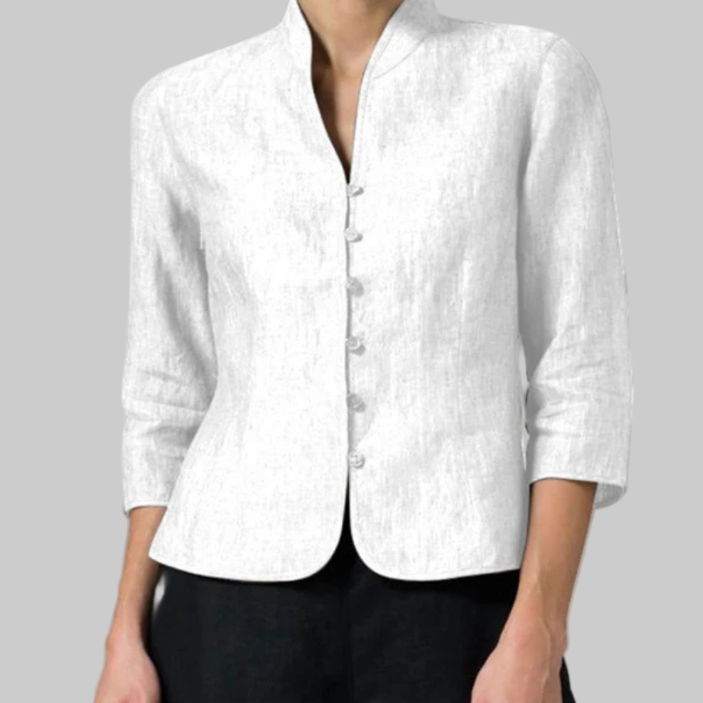 Blouse à col levant pour femmes – Détails chics avec flair polyvalent
