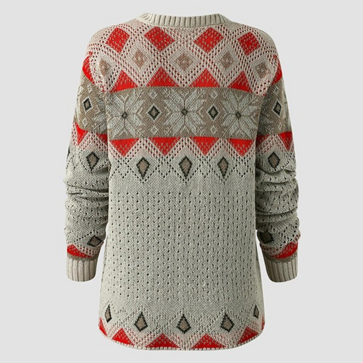 Pull Femme Imprimé Géométrique à Manches Longues