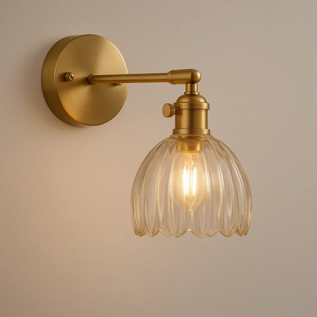 Applique murale rétro – Design tulipe en verre pour un éclairage élégant