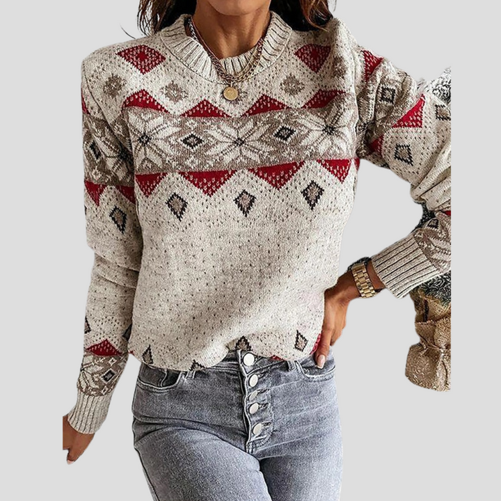 Pull Femme Imprimé Géométrique à Manches Longues