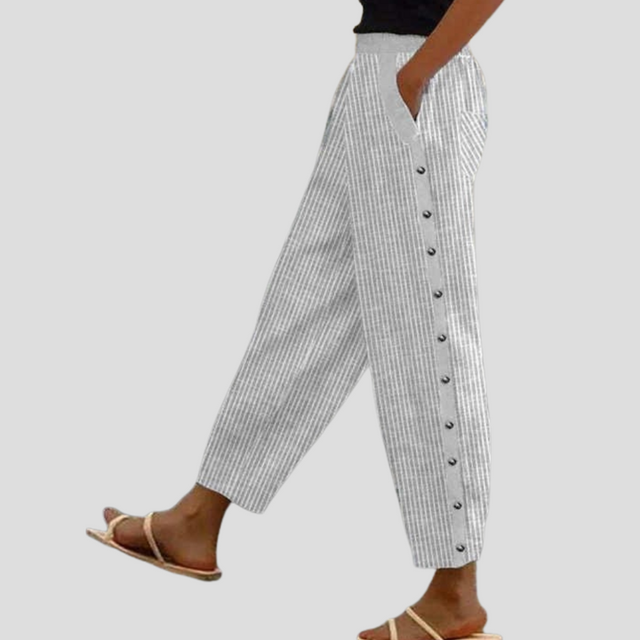 Pantalons Amples Rayés Femmes avec Poches