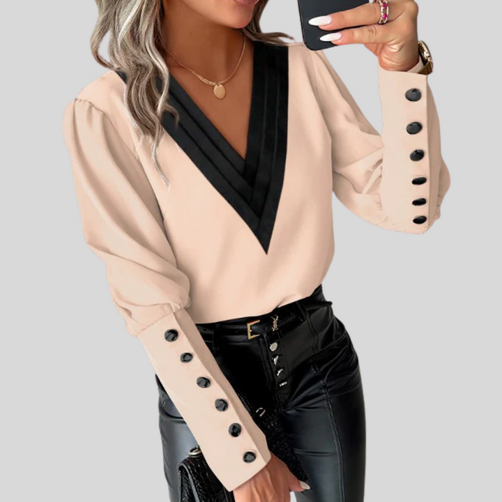Blouse à Boutons pour Femmes avec Manches Gigot – Manche Déclaration avec Élégance Décontractée