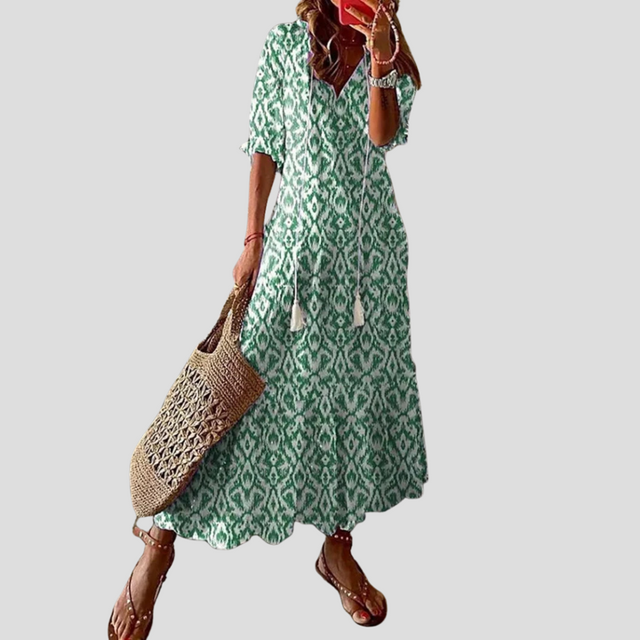 Robe Maxi V-Cou Florale Boho Chic – Parfaite pour les Jours Chauds