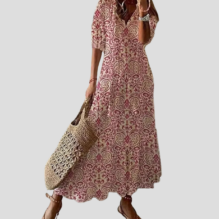 Robe Maxi V-Cou Florale Boho Chic – Parfaite pour les Jours Chauds