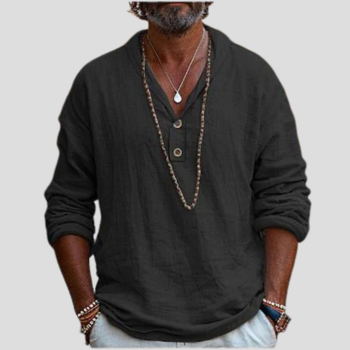 Chemise en lin pour homme à manches longues – Design raffiné avec attrait décontracté