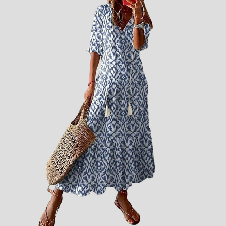 Robe Maxi V-Cou Florale Boho Chic – Parfaite pour les Jours Chauds