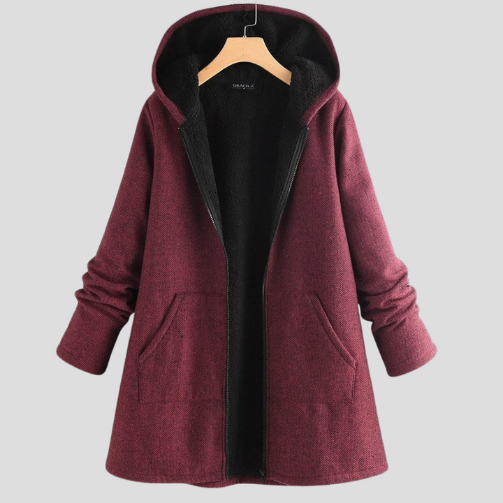 Manteau à capuche en polaire solide pour femmes
