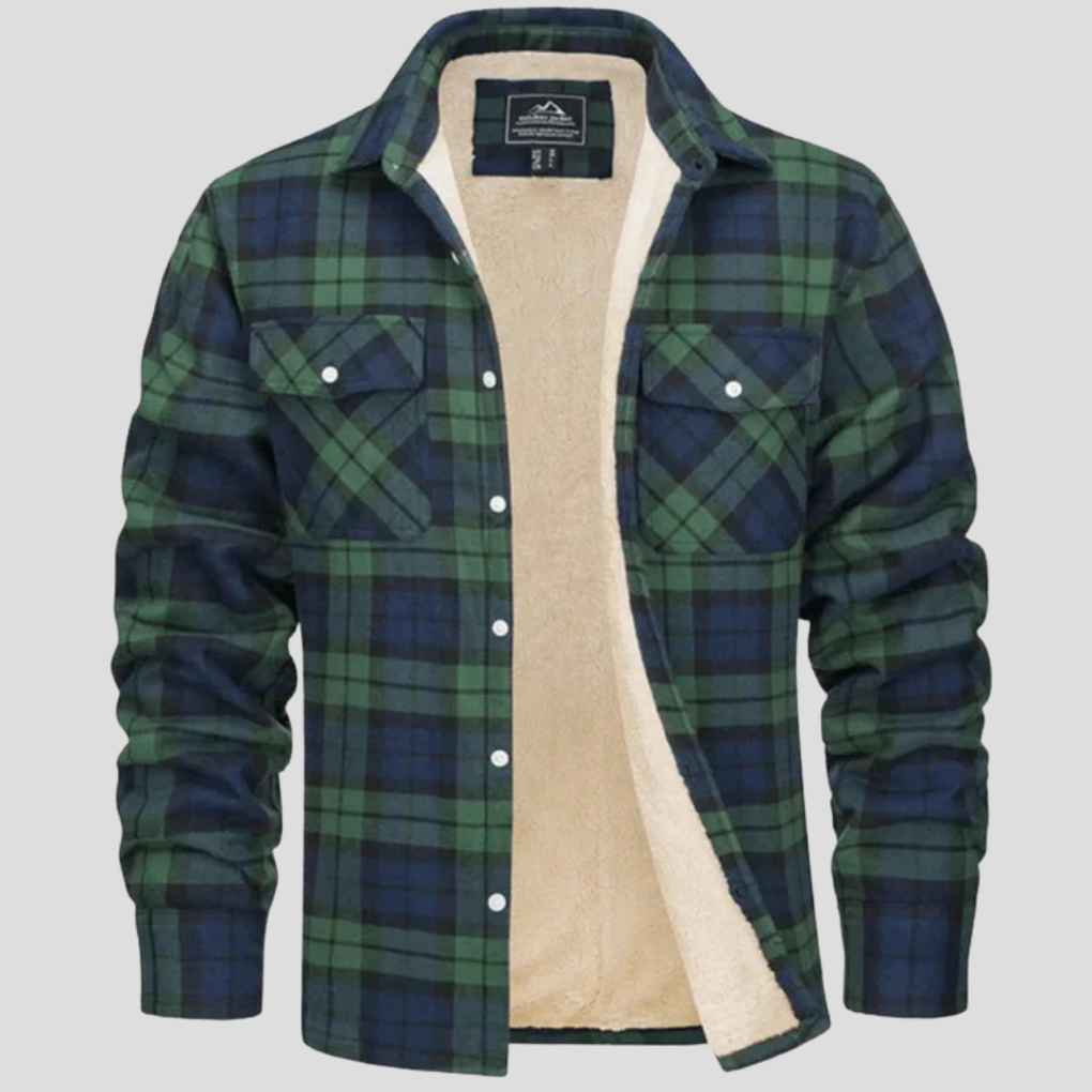 Veste à carreaux pour hommes avec doublure en polaire