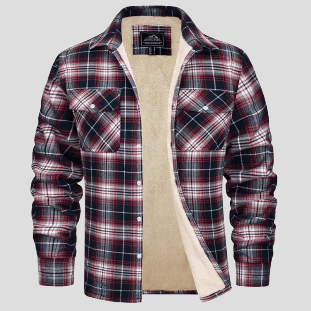 Veste à carreaux pour hommes avec doublure en polaire