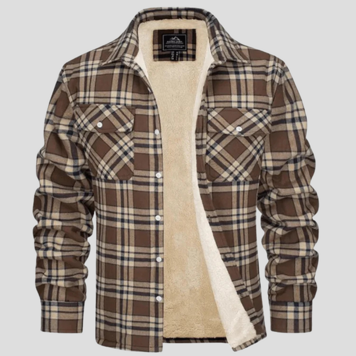 Veste à carreaux pour hommes avec doublure en polaire