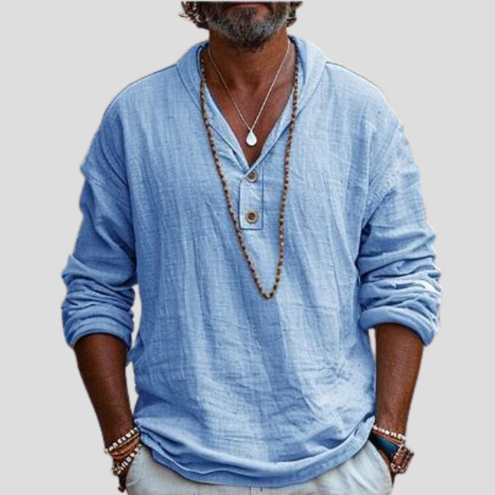Chemise en lin pour homme à manches longues – Design raffiné avec attrait décontracté