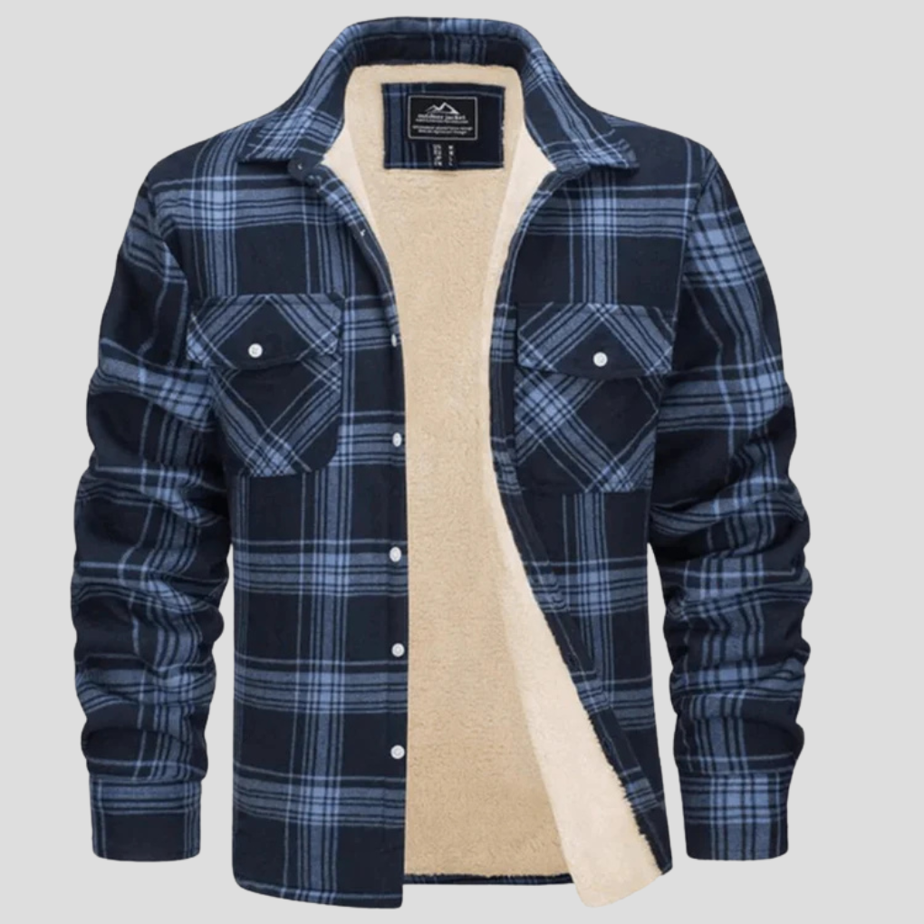 Veste à carreaux pour hommes avec doublure en polaire