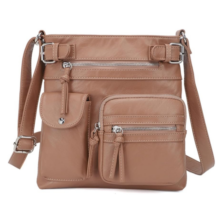 Sac à épaule en cuir multi-poches pour femme