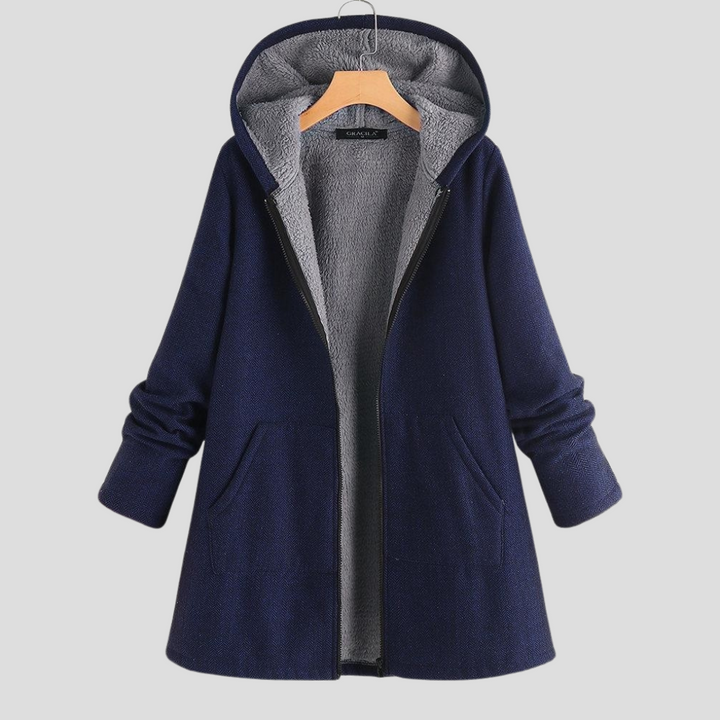 Manteau à capuche en polaire solide pour femmes