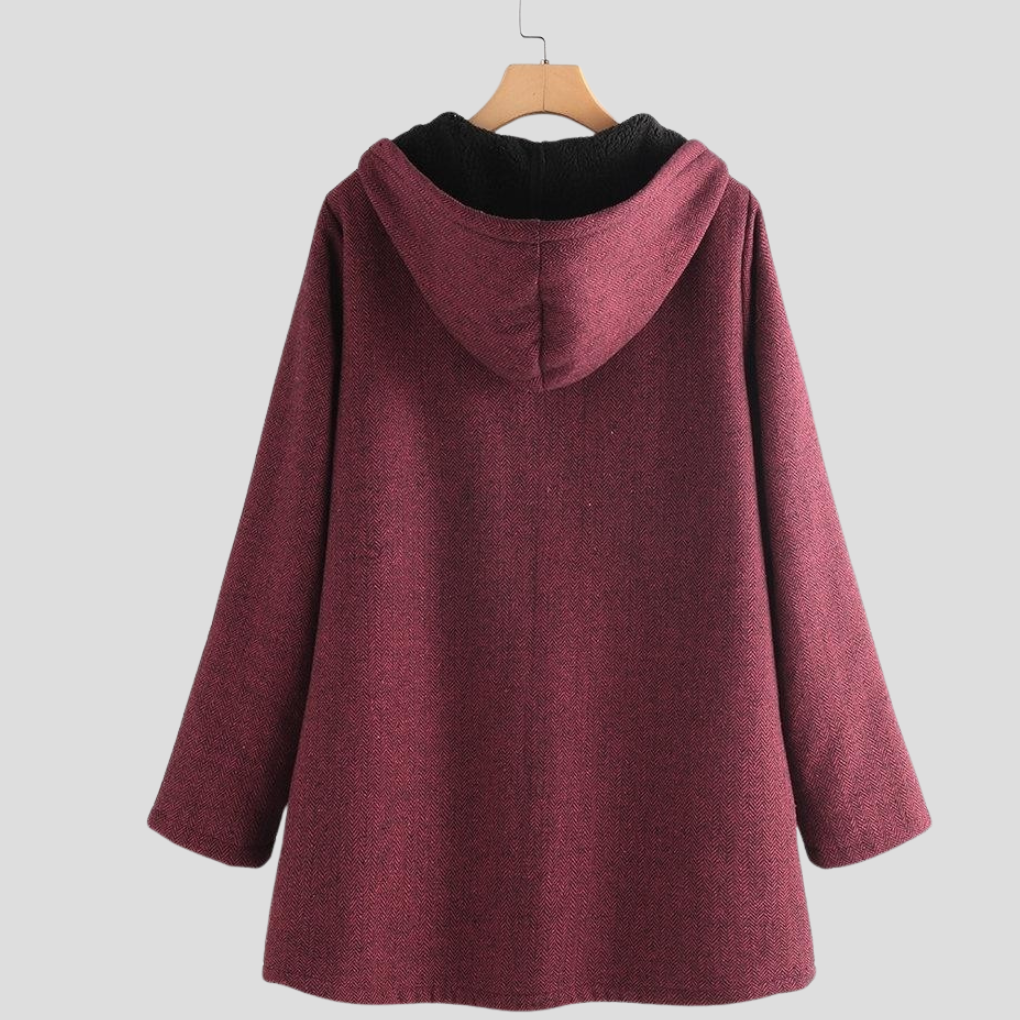 Manteau à capuche en polaire solide pour femmes
