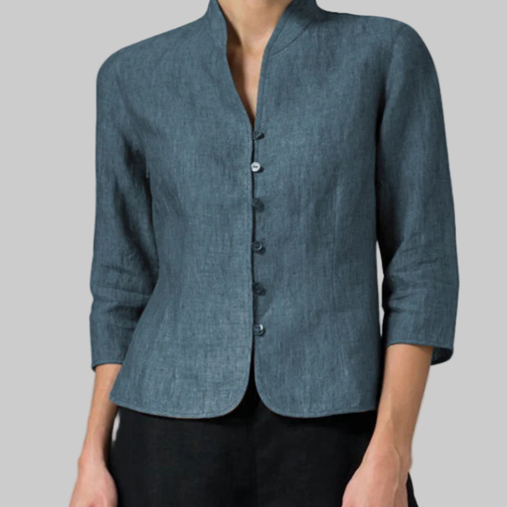 Blouse à col levant pour femmes – Détails chics avec flair polyvalent