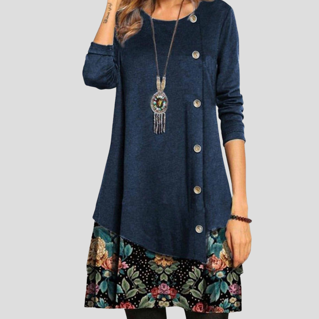 Robe Mini Fleurie à Boutons pour Femmes
