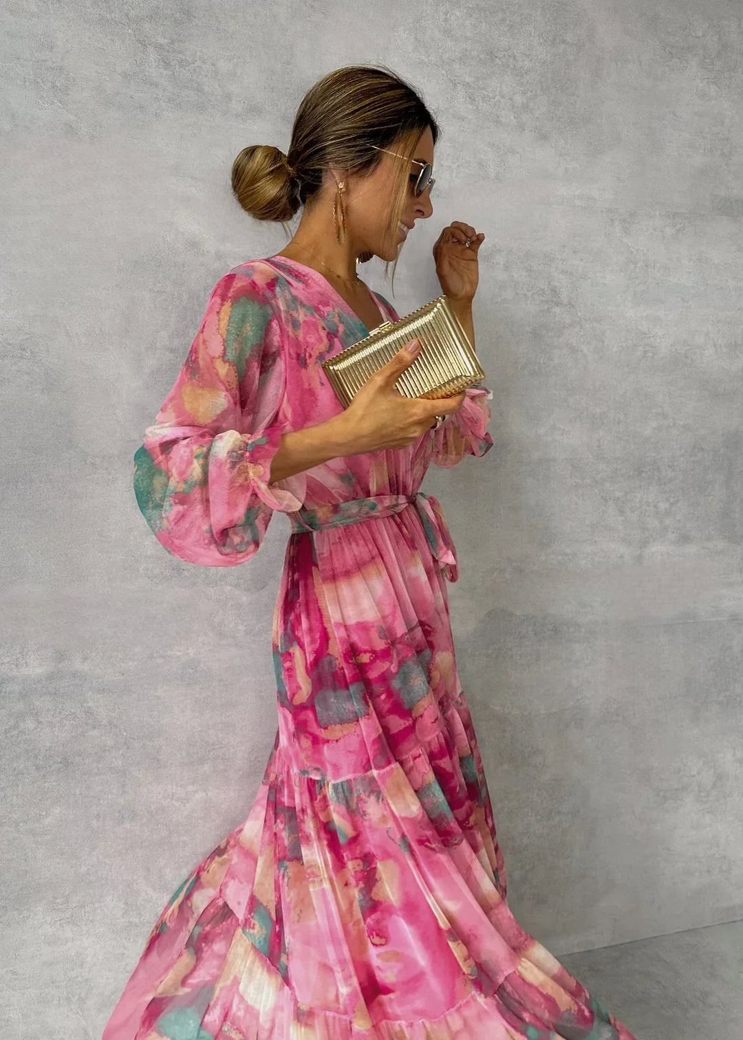 Robe d'été à manches longues pour femme moderne et aérée