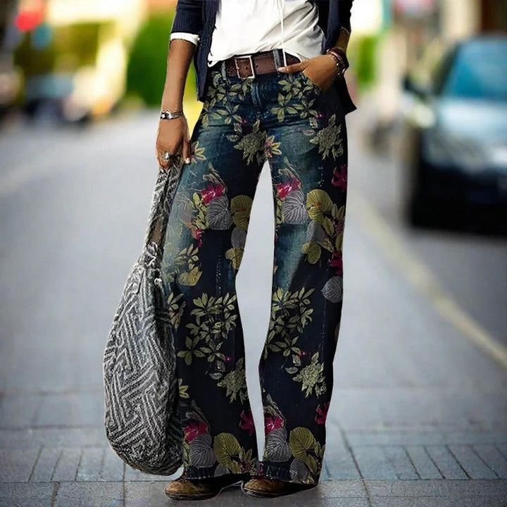 Jeans Alistra pour femmes – Impression florale avec coupe décontractée