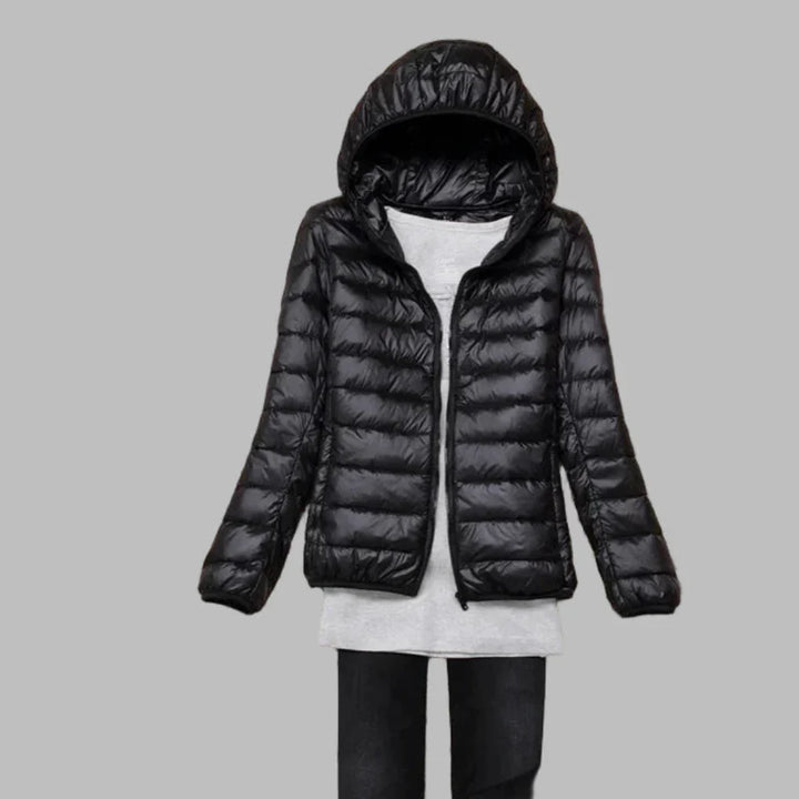 Manteau en doudoune ultra-léger et pliable avec capuche pour femmes