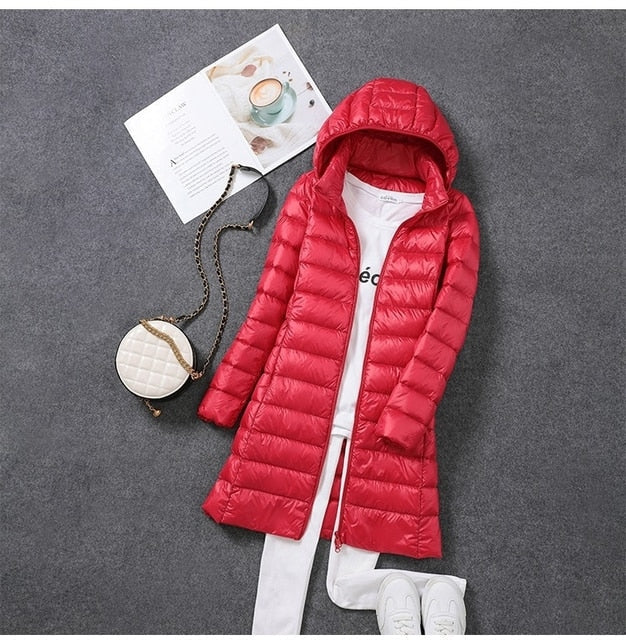 Manteau en Doudoune Long avec Capuche Détachable pour Femmes Restez Chauffées et Stylées Toute la Saison