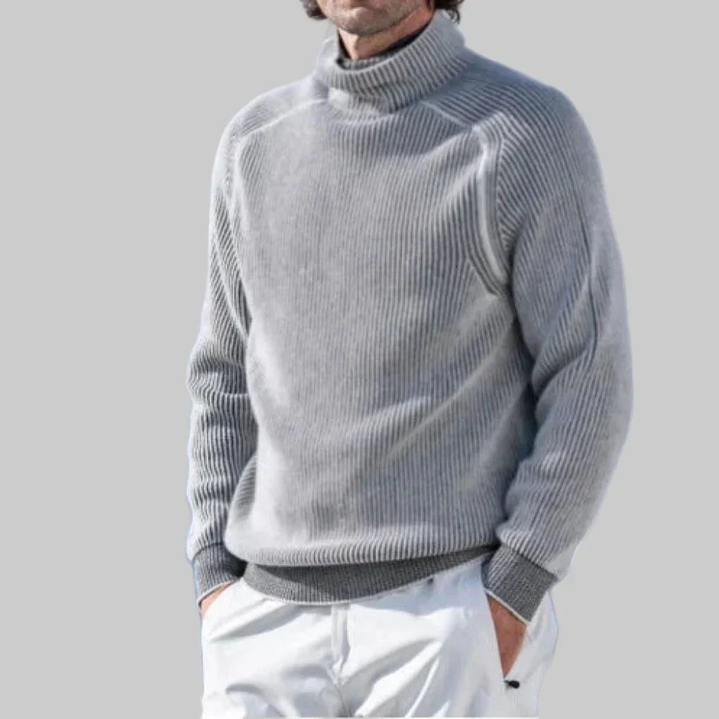 Pull Col Roulé Homme Élégant Uni Tricot