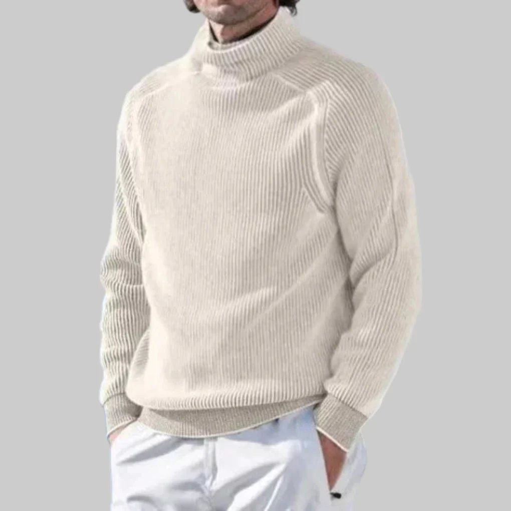 Pull Col Roulé Homme Élégant Uni Tricot