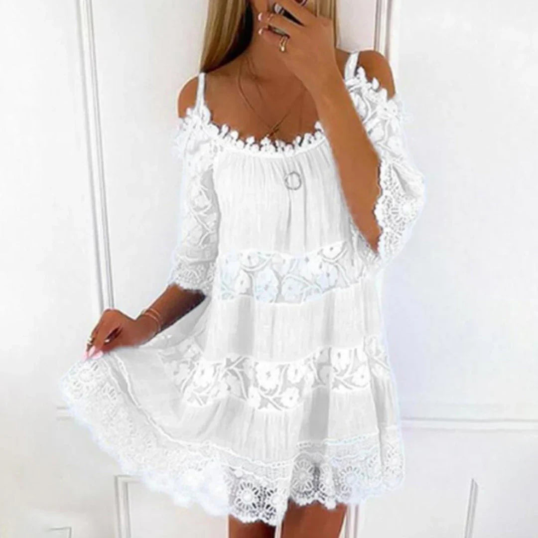 Robe Mini d'Été avec Dentelle Crochet et Broderie