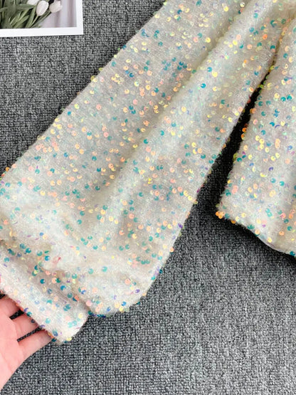Fleur – Top à une épaule en paillettes | Étincelle avec élégance