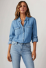 Peyton | Chemise en denim classique à boutons devant pour femmes avec manches longues