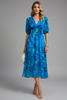 Bianca | Robe Midi Fleurie à Manches Bouffantes pour Femme