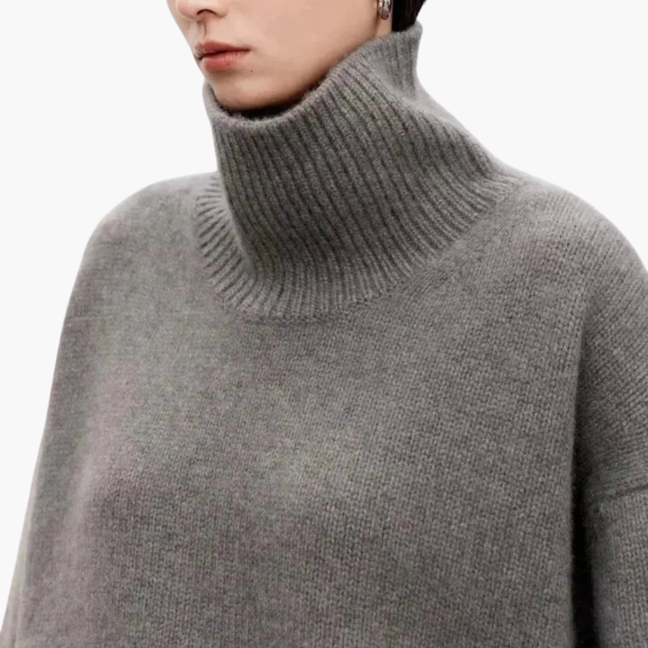 Pull femme oversize à col haut – Couche en maille détendue