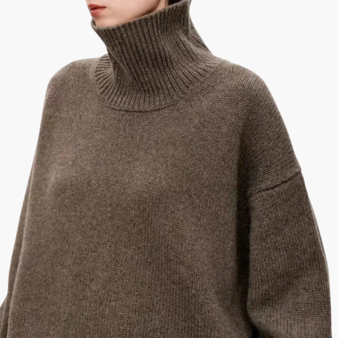 Pull femme oversize à col haut – Couche en maille détendue