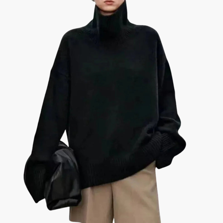 Pull femme oversize à col haut – Couche en maille détendue