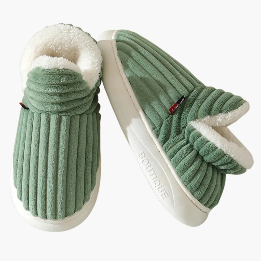 Chaussons en Peluche pour Femmes – Chaussons Intérieurs Ribés