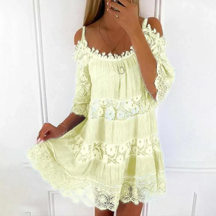 Robe Mini d'Été avec Dentelle Crochet et Broderie