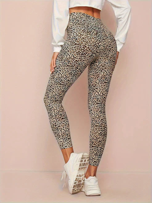 Leggings à Taille Haute Imprimé Léopard pour Femme