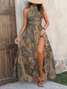 Mia | Robe Maxi Boho Col Halter Devant Croisé Fente Latérale