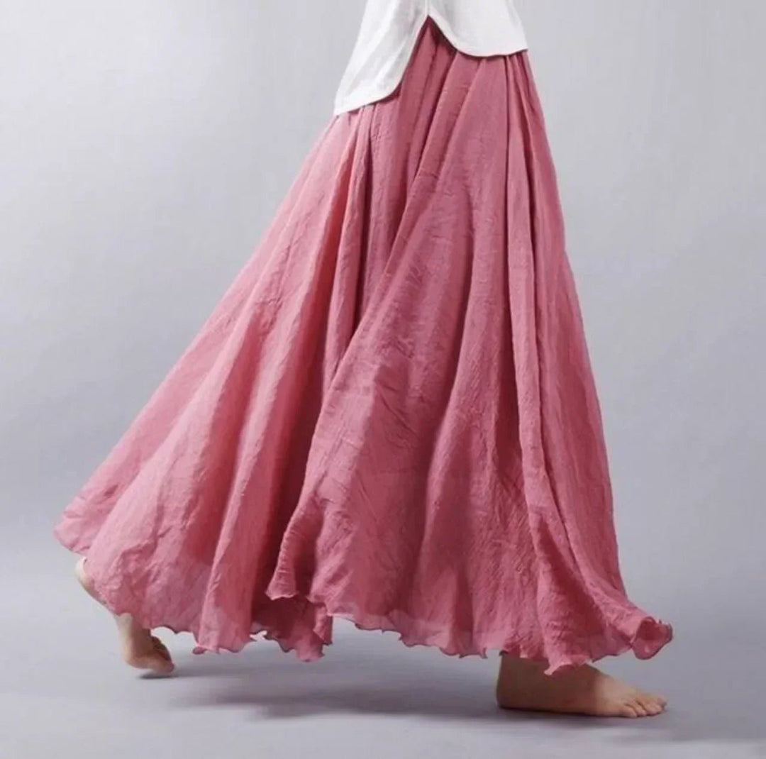 Charlotte | Boho Maxi Skirt High Waist Cotton Flowing A-Line