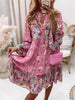 Scarlett | Robe Midi Boho Imprimé Floral Col V Long Manches Tiered