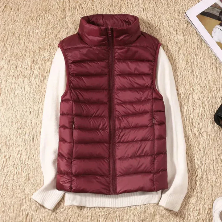 Gilet sans manches coupe-vent pour femme avec fermeture éclair