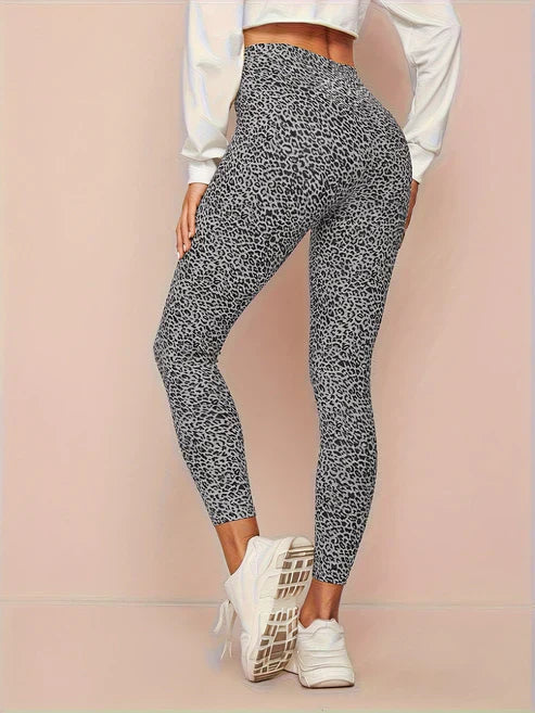Leggings à Taille Haute Imprimé Léopard pour Femme