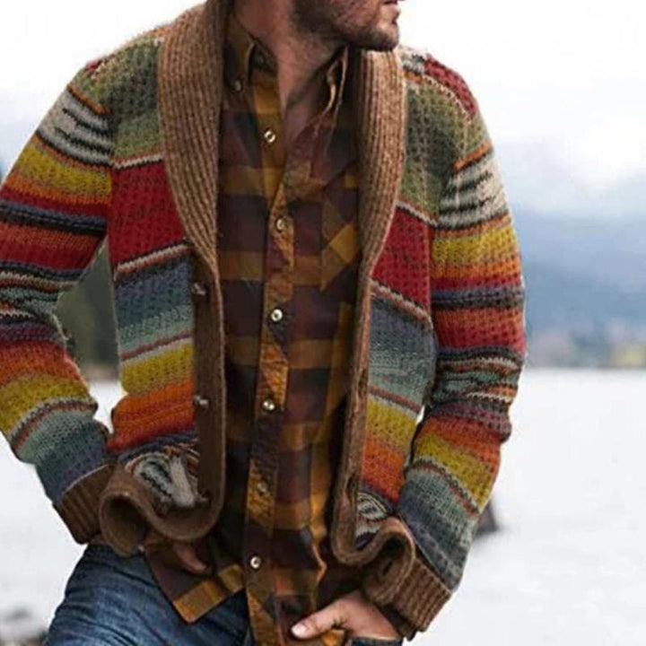 Cardigan Rayé pour Homme – Tricot Détendu avec Flair Coloré